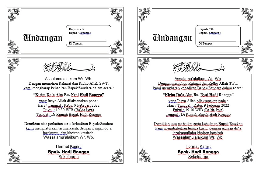 undangan tahlil 100 hari doc  - kanalmu