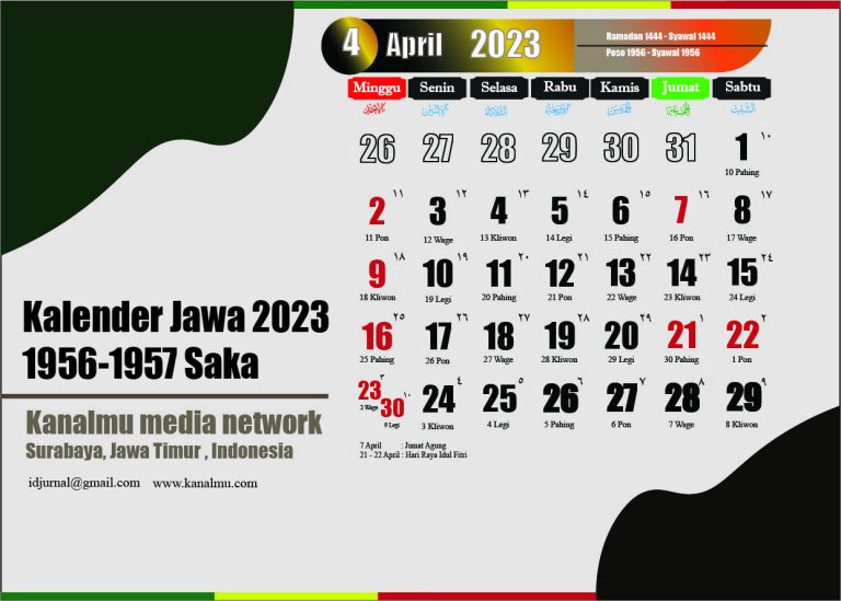 Hari baik april 2023 di kalender jawa