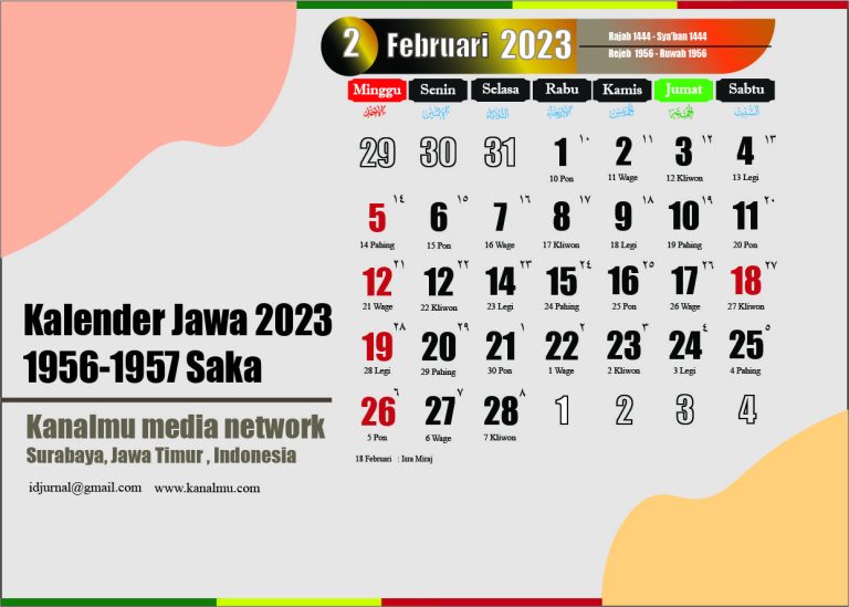 Hari baik februari 2023 di kalender jawa