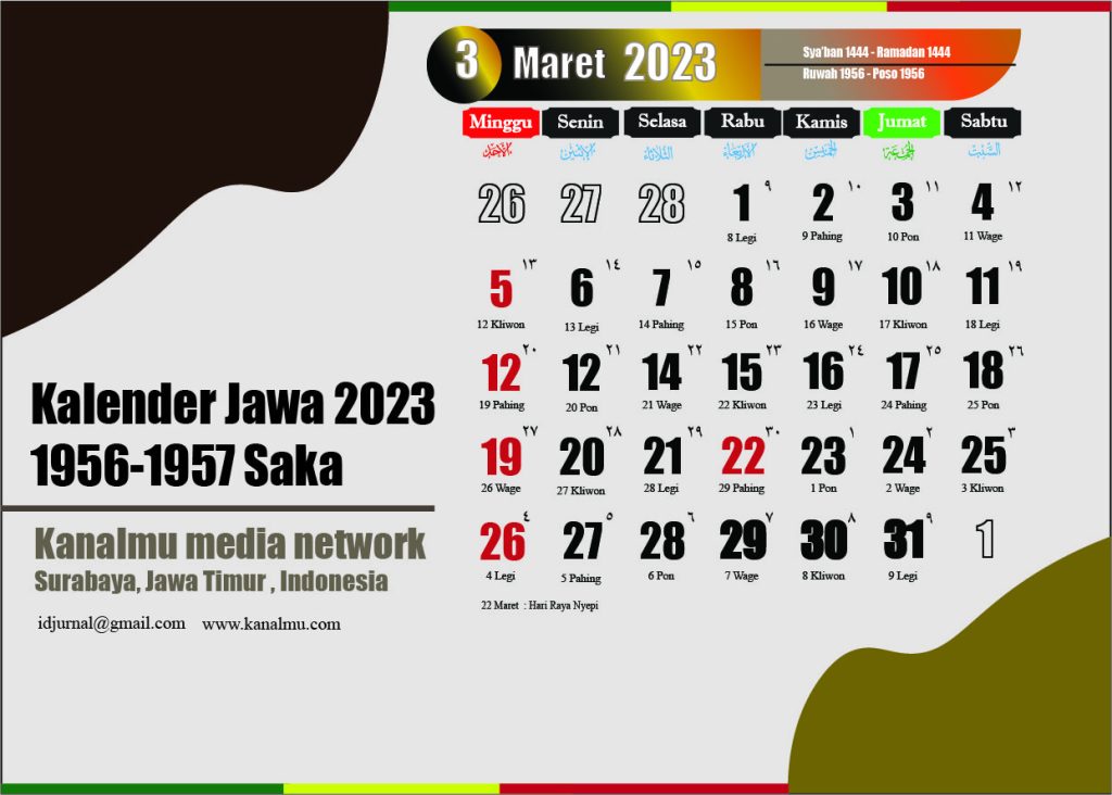 kalender jawa maret 2023 - kanalmu