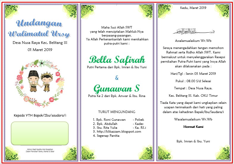 Download undangan pernikahan siap edit word warna