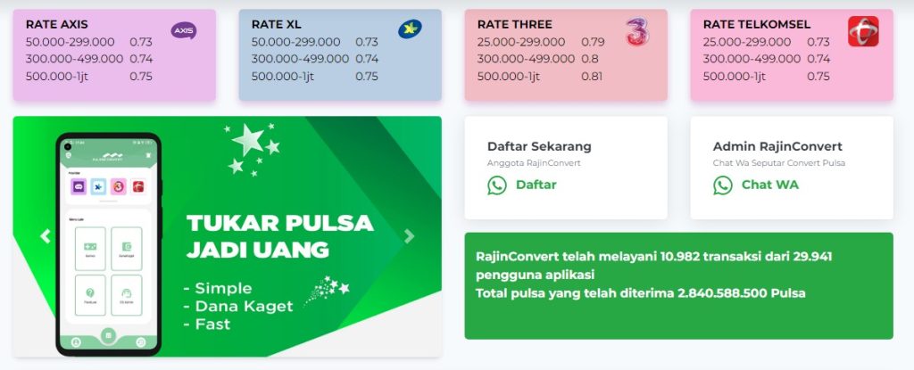 Rajin Convert aplikasi pulsa jadi uang