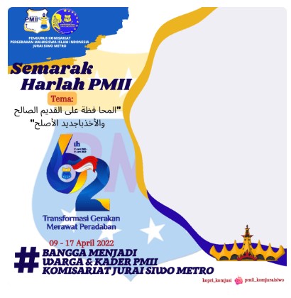 Twibbon selamat harlah PMII Ke-62 