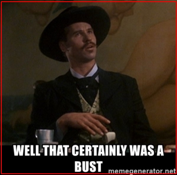 Well That Certainly Was A Bust Doc Holliday Meme Generator