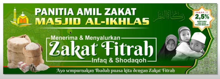 spanduk banner penerimaan dan penyaluran zakat fitrah cdr 