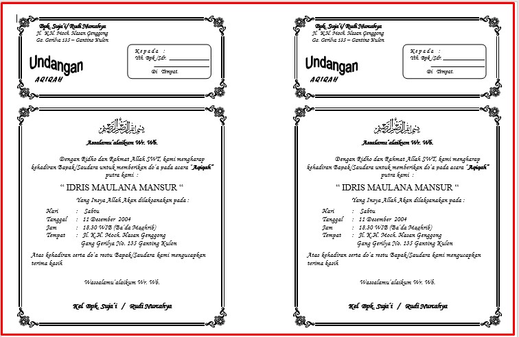 Undangan aqiqah doc simple keren - kanalmu