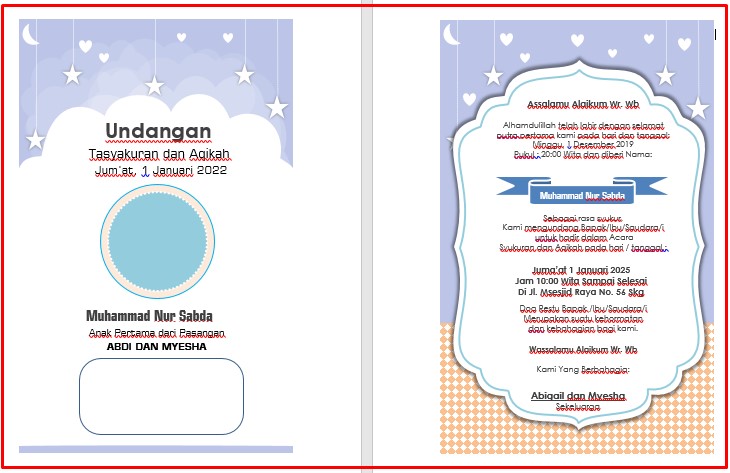 Undangan aqiqah word full warna - kanalmu