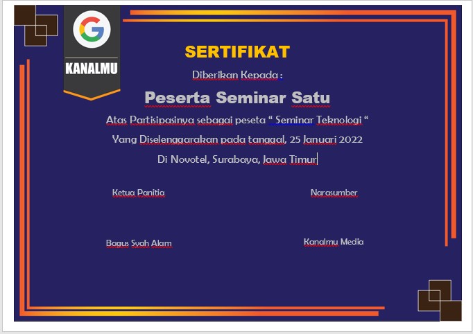 Template sertifikat doc gratis - Kanalmu