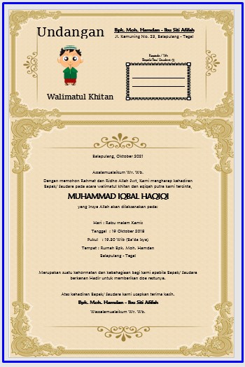 Download undangan walimatul khitan dan aqiqah word