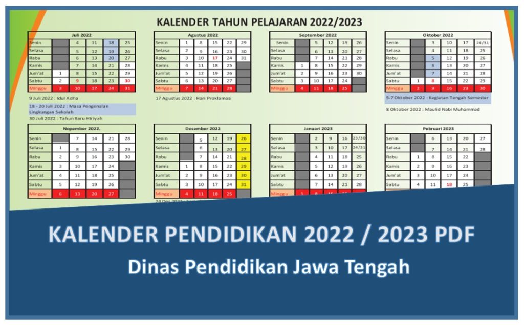 Download kalender pendidikan KALDIK  jawa tengah 2022+2023 pdf - kanalmu