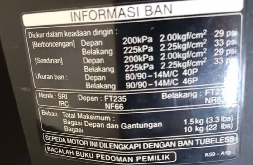 daftar tekanan angin ban motor - kanalmu