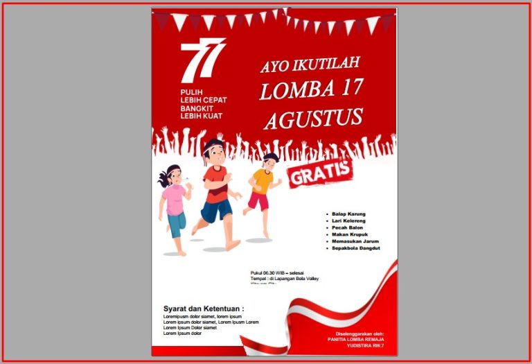 Download Poster Kemerdekaan HUT RI Ke- 77 Format Word Siap Cetak