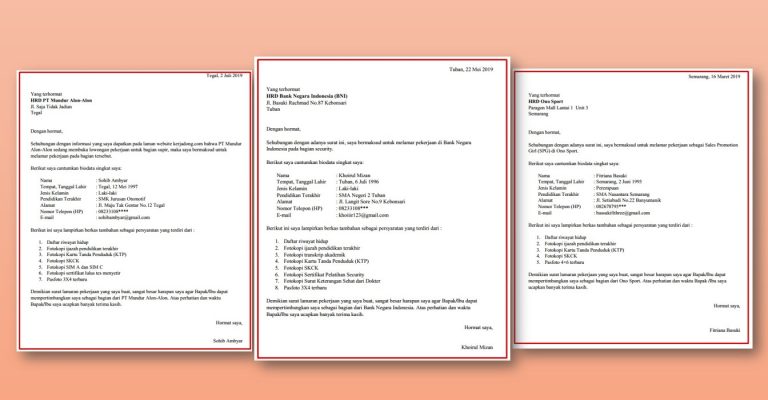 Contoh Surat Lamaran Kerja Pdf Tinggal Edit - kanalmu