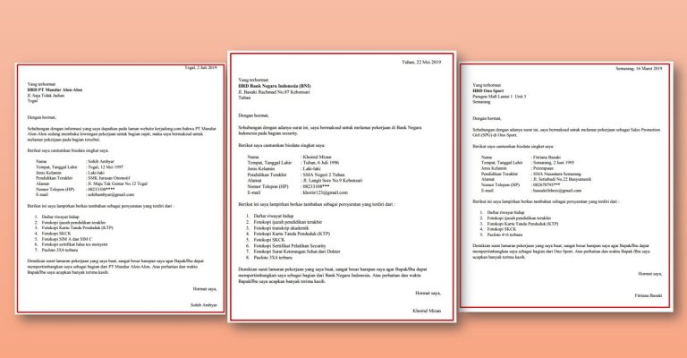 Contoh Surat Lamaran Kerja Pdf Tinggal Edit - kanalmu