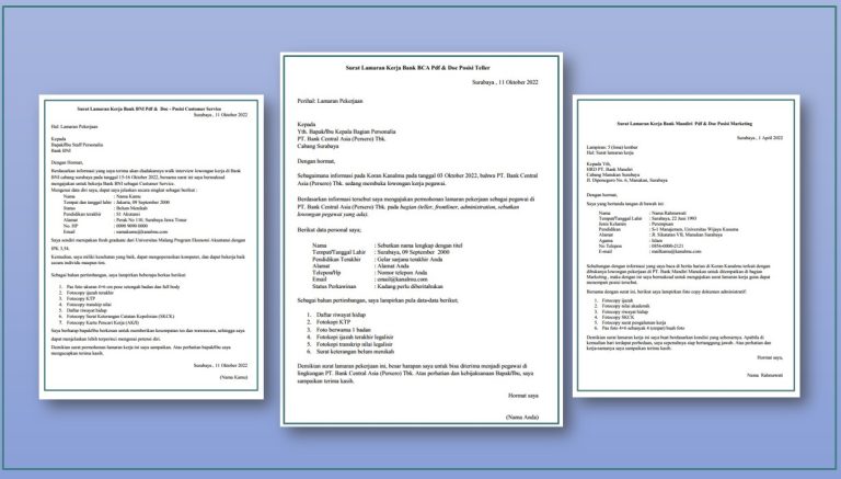 Contoh Surat Lamaran Kerja di Bank - kanalmu