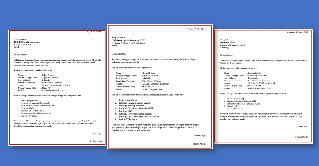 Contoh Surat lamaran Kerja Doc - kanalmu
