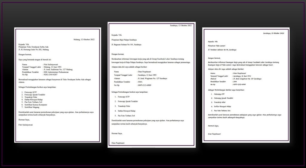 Contoh surat lamaran kerja di toko tulis tangan word doc pdf lengkap - kanalmu