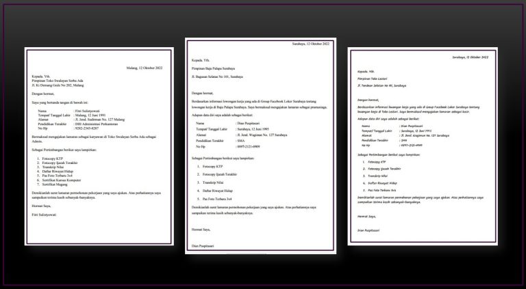 Contoh surat lamaran kerja di toko tulis tangan word doc pdf lengkap - kanalmu