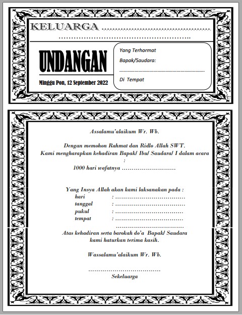 Download undangan tahlil siap edit cetak - kanalmu