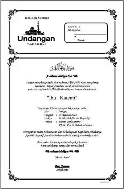 Download undangan tahlil siap edit - kanalmu