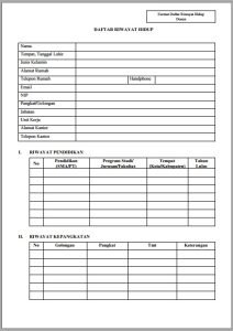 Format Template CV Dosen Doc Pdf lengkap - kanalmu