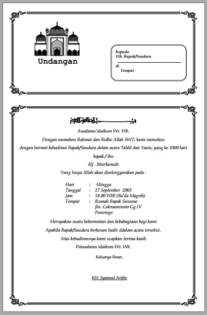 Template undangan tahlil 40 hari - kanalmu