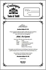 Download Template Undangan Tahlil Word 7 Hari, 40 Hari, 100 Hari, 1000