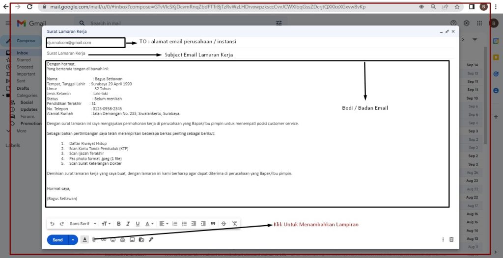 contoh surat lamaran kerja via email - kanalmu