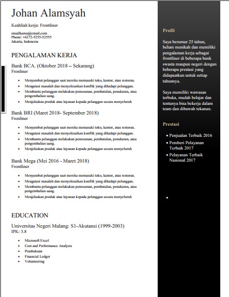 format daftar riwayat hidup cv - kanalmu