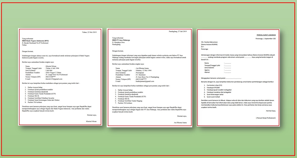 surat lamaran kerja word - kanalmu