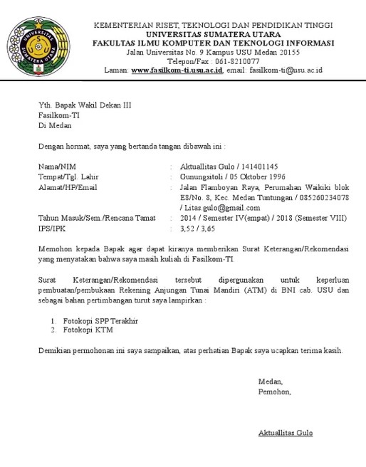 Contoh surat aktif kuliah usu - kanalmu