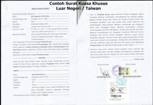 Contoh surat kuasa dari luar negeri khusus